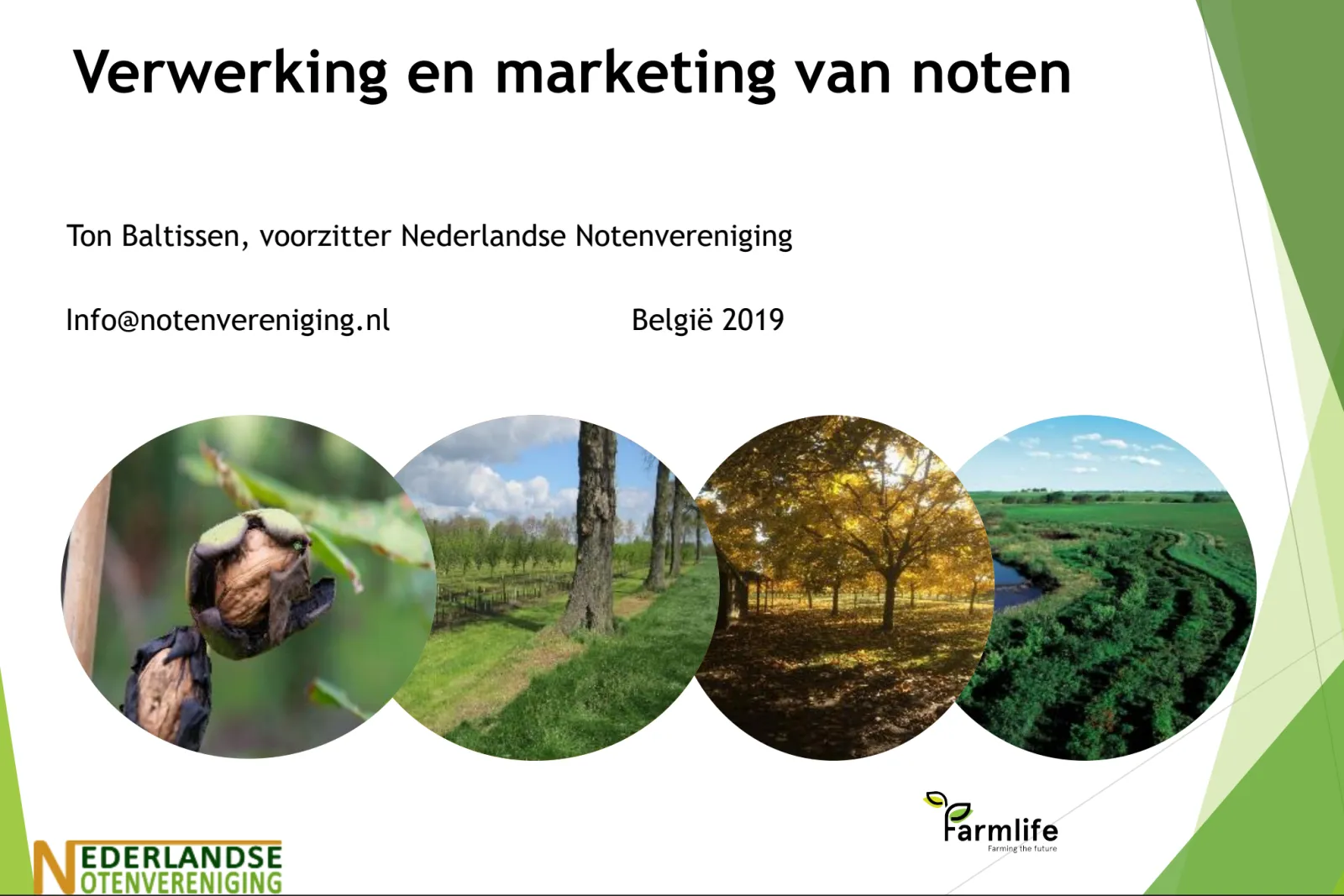 Titelblad presentatie: verwerking en vermarketing van noten