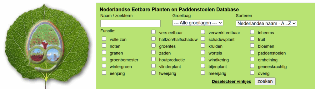 Eetbare bomen en planten database