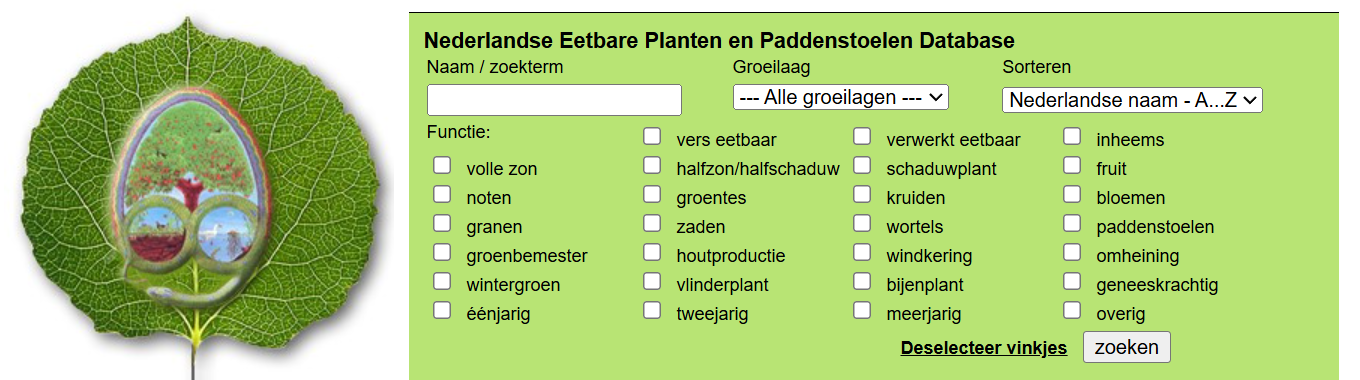 Eetbare bomen en planten database